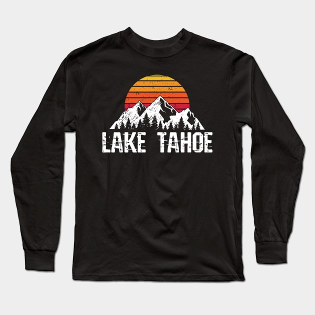 Lake Tahoe distressed Mountain Sun Outdoor Long Sleeve T-Shirt by Dr_Squirrel